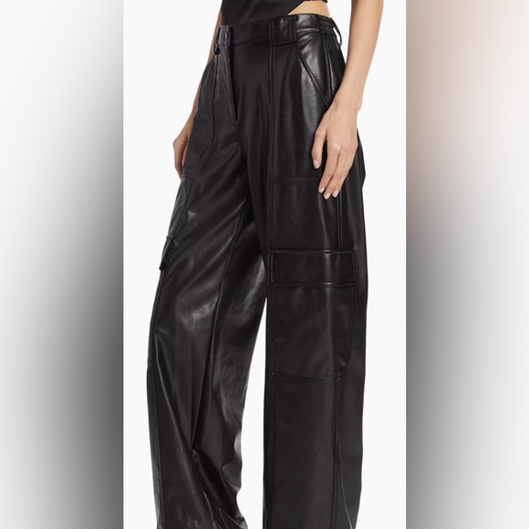 SIMKHAI Sofia Vegan Leather Cargo Pants - Picture 3 of 7
